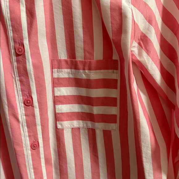 LOFT NWT women’s Casual Pink and White Striped Shirt - Picture 4 of 9